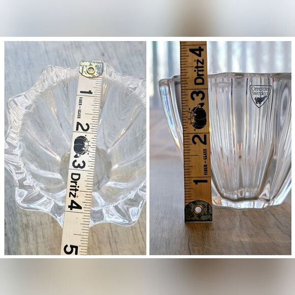 Orrefors Crystal Bowls NORTHERN LIGHTS Sweden Signed Vintage Glass Lot of 2 - Picture 8 of 8